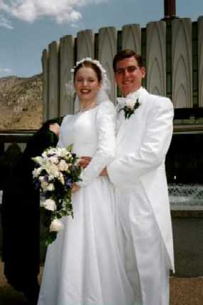 Anne and Ryan posed before the Provo Temple, Saturday, April 28, 2001.