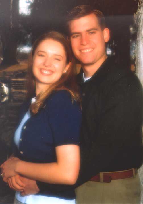 Anne posing with Ryan for Announcement Picture, April 2001