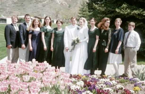 Ryan and Anne with all my kids after wedding at the temple